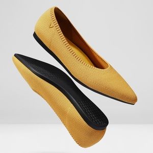 Vivaia Pointed-Toe Ballet Flats in Mustard Yellow